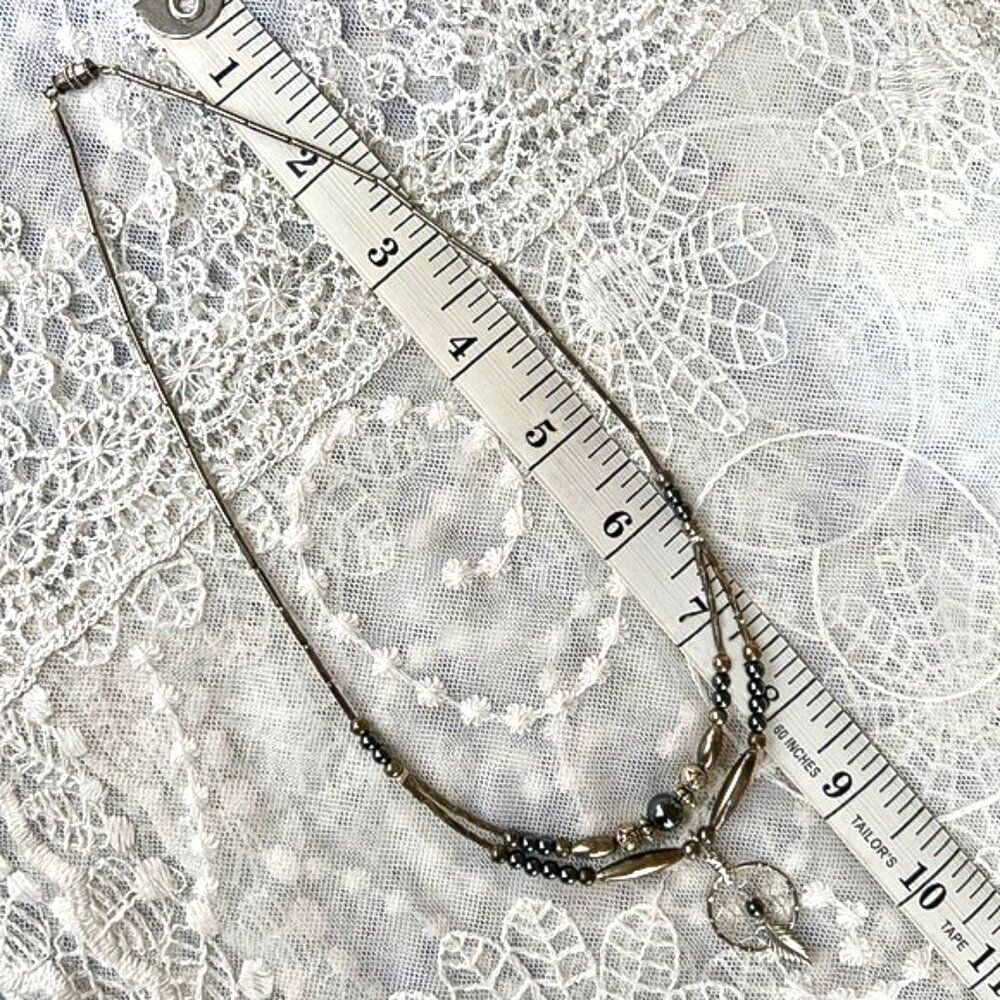 Vintage 70's/80's Silver & Hematite Dreamcatcher Necklace - Picture 7 of 10